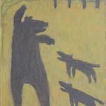 Медведь и собаки. 1994, 115х85, х.м.
